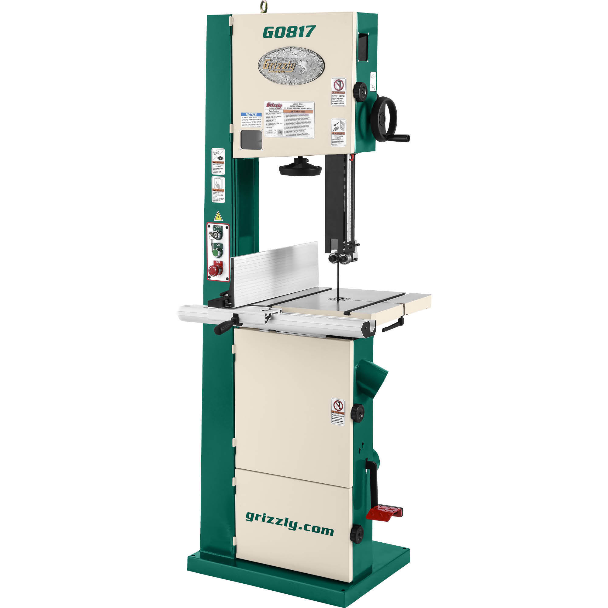 Grizzly G0817 - 14" Super HD 2 HP Resaw Bandsaw w/ Foot Brake